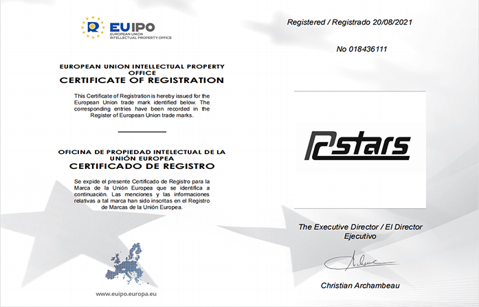 In 2021, RCSTARS obtained the official EU trademark certificate, and the RCSTARS trademark brand has been protected in the EU since then.